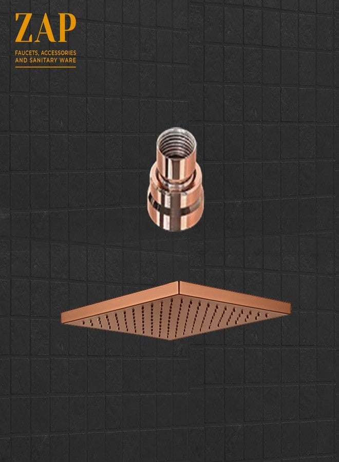 ZAP OHSQ65 360 Degree Rotation Rose Gold Square Overhead Shower SUS304 Stainless Steel | Anti-MIcrobial Silicon Nozzle, Ultra Thin & Lightweight- 6 x 6 inch Showerhead with 15 Inch Rod - Image 5